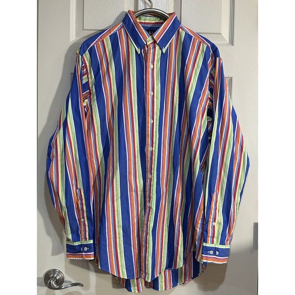 vintage ralph‎ lauren polo Striped Button Shirt Size 16 1/2 L